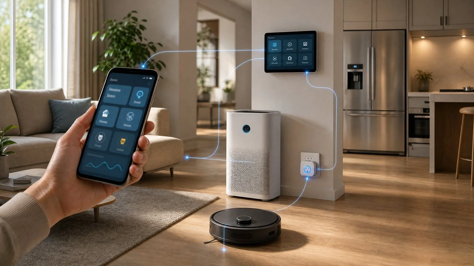 Modern kitchen with HousePlus smart home appliances