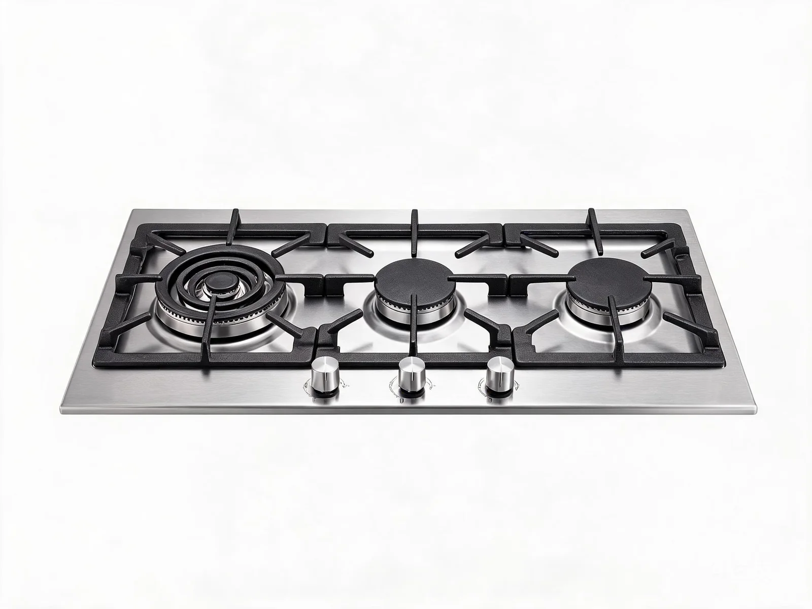 3-burner built-in gas hob HP-GS3 with triple-ring wok burner and stainless steel surface for home kitchens