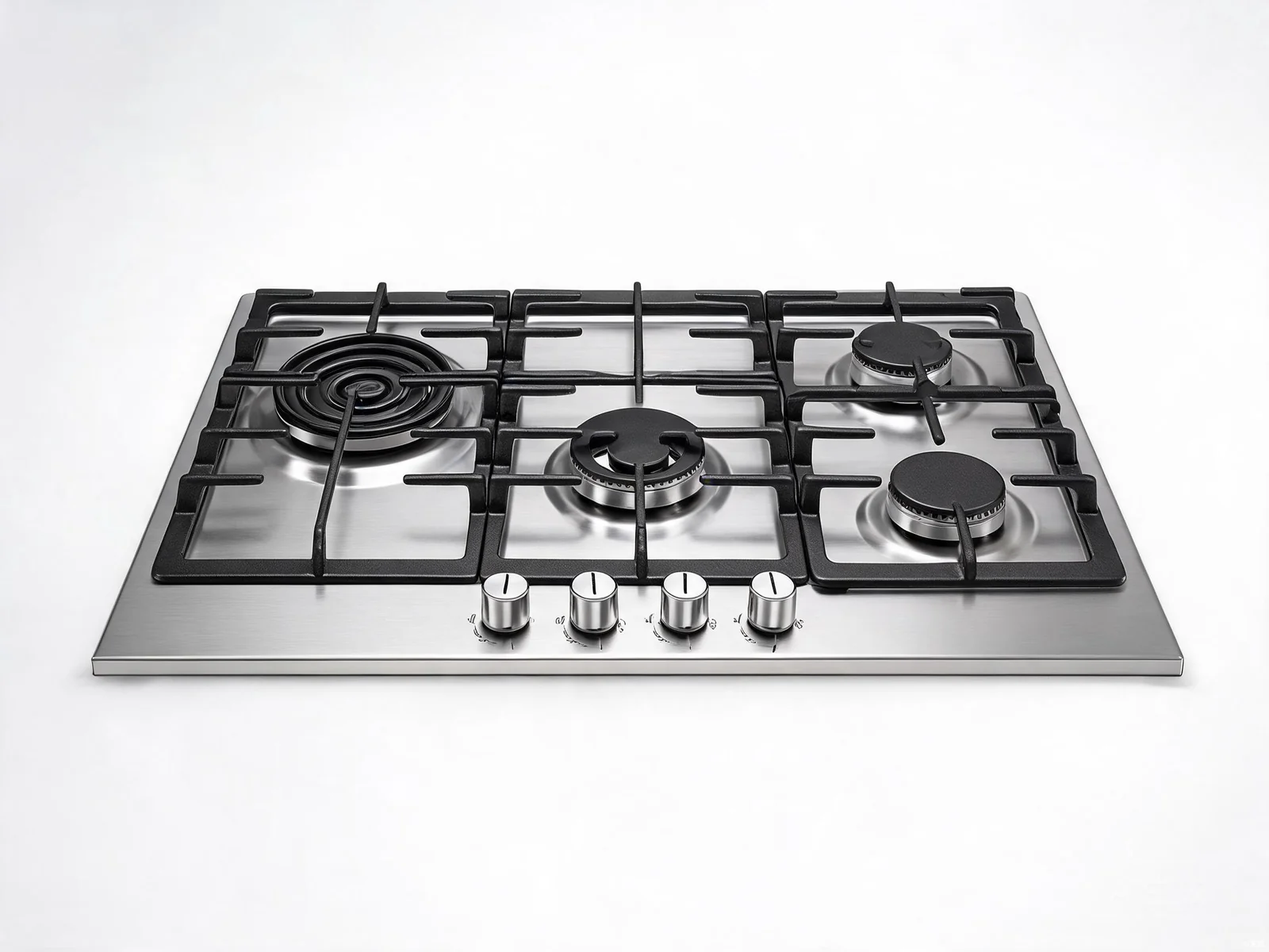 4-burner built-in gas hob HP-GS4 with stainless steel surface and cast iron grates for home kitchens
