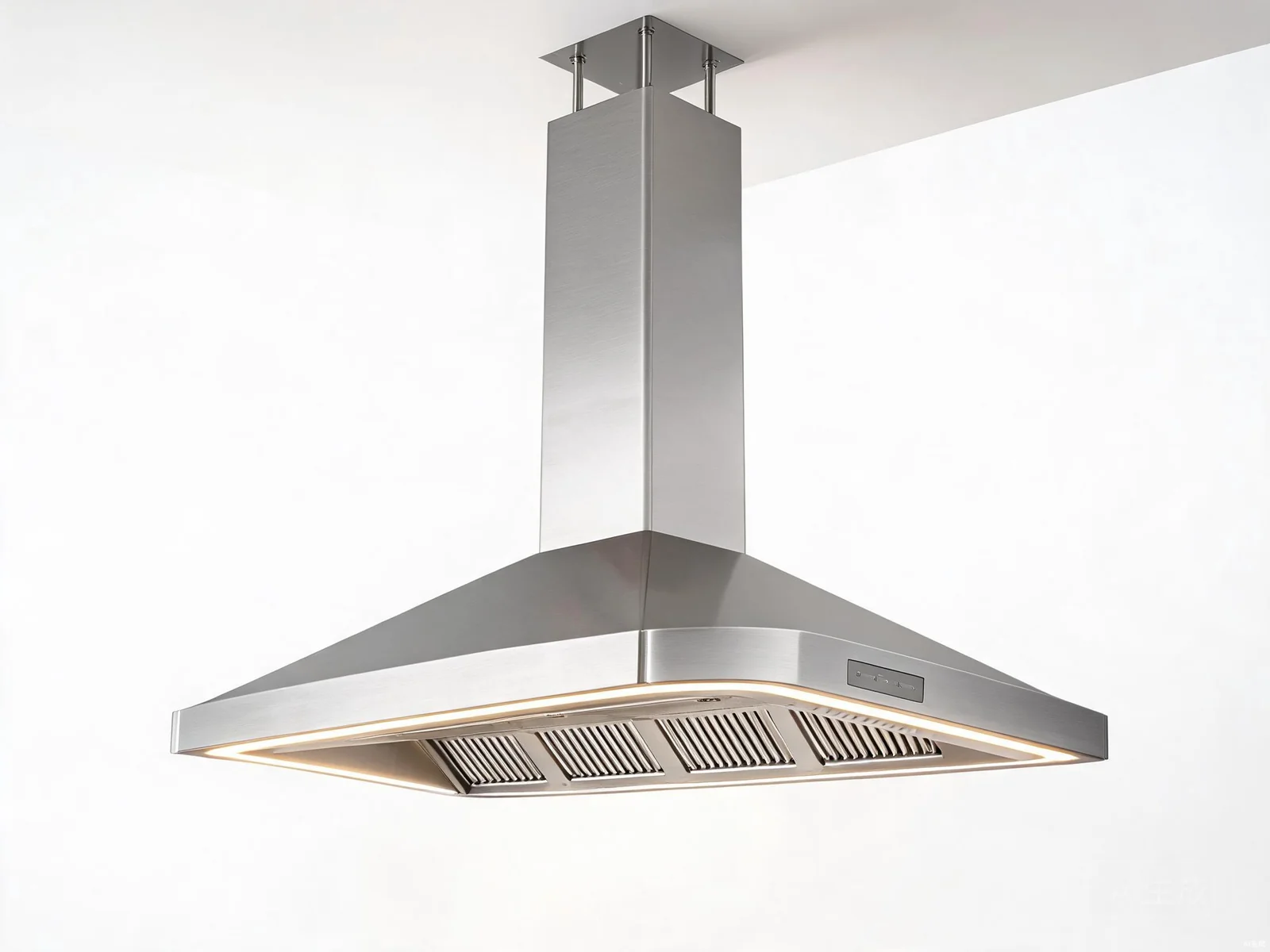 900mm ceiling-suspended island range hood HP-RI90 with dual motor 1400 m3/h extraction and LED perimeter lighting